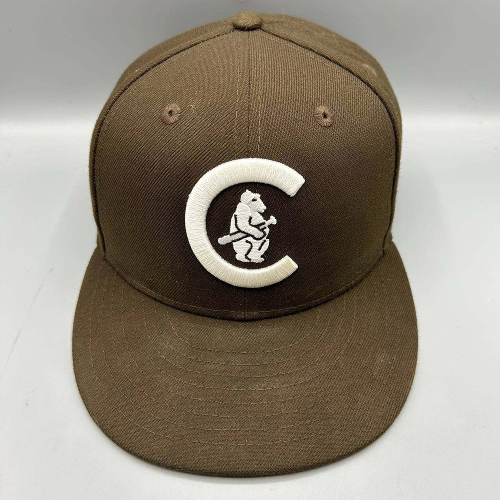 Chicago Cubs MLB Hat Men 7 1/2 Brown 59Fifty New Era Fitted Cap
